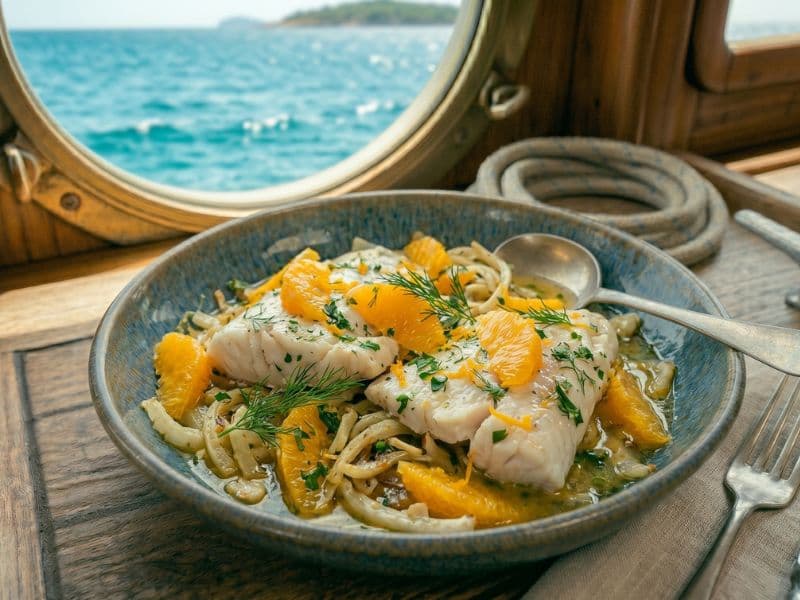 Mediterrane Fischpfanne mit Fenchel