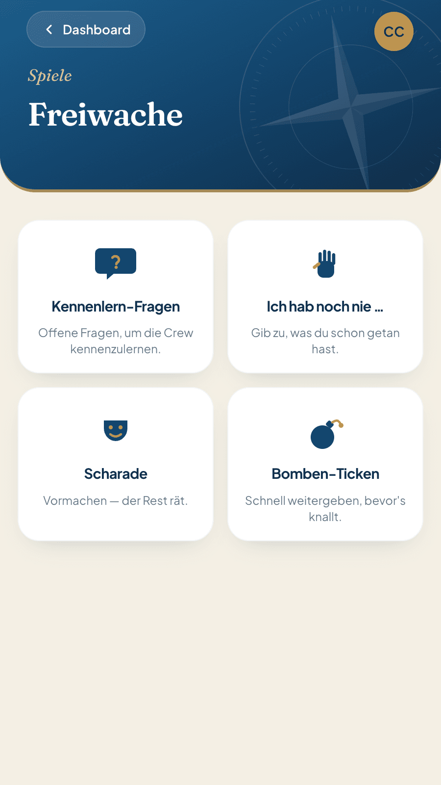 Spiele mit der Crew