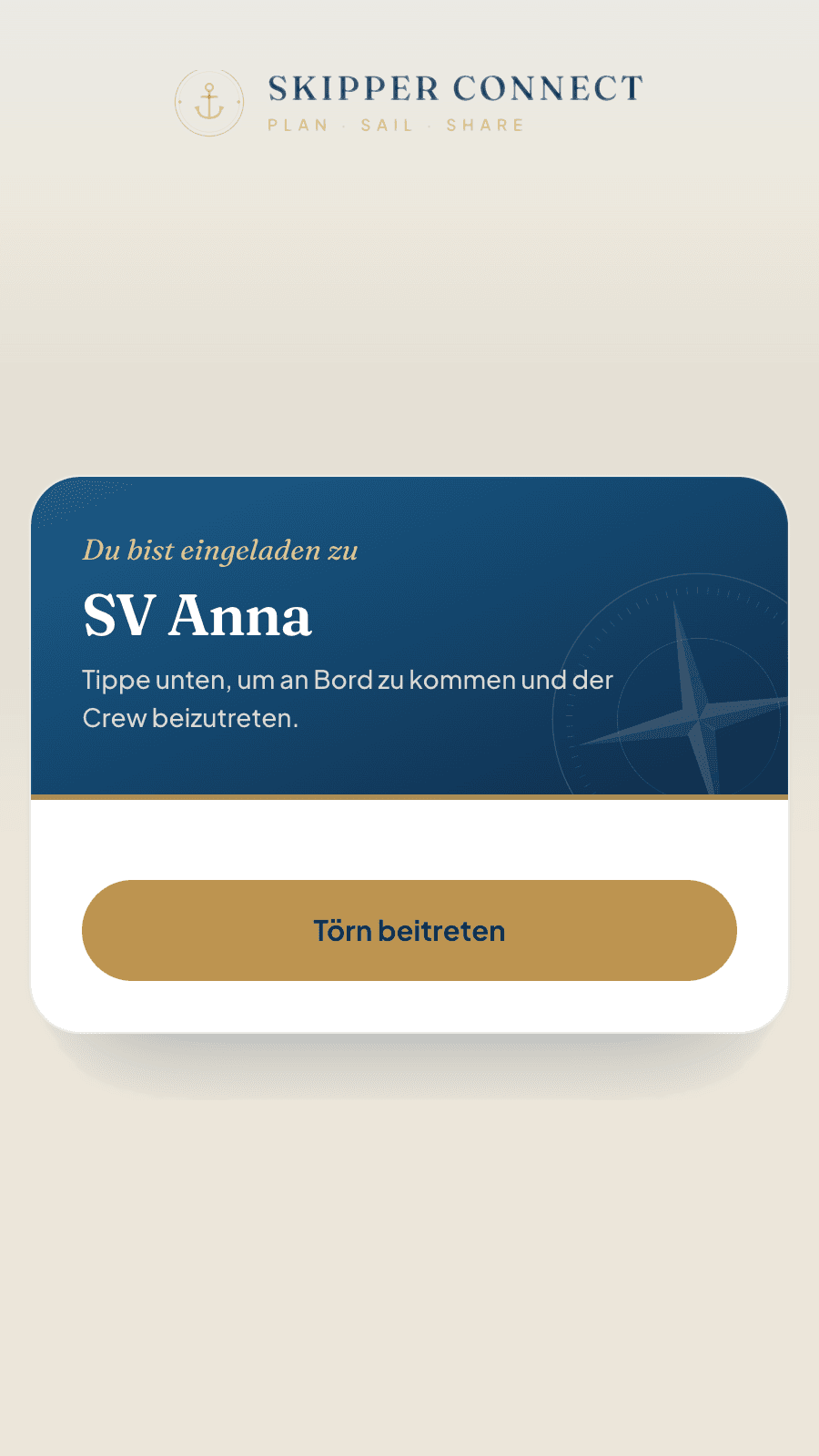 Crew-Mitglied tritt dem Törn bei