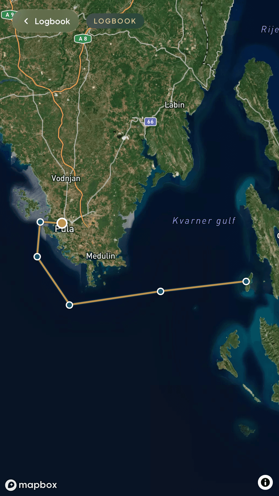 Satellite map of the route sailed