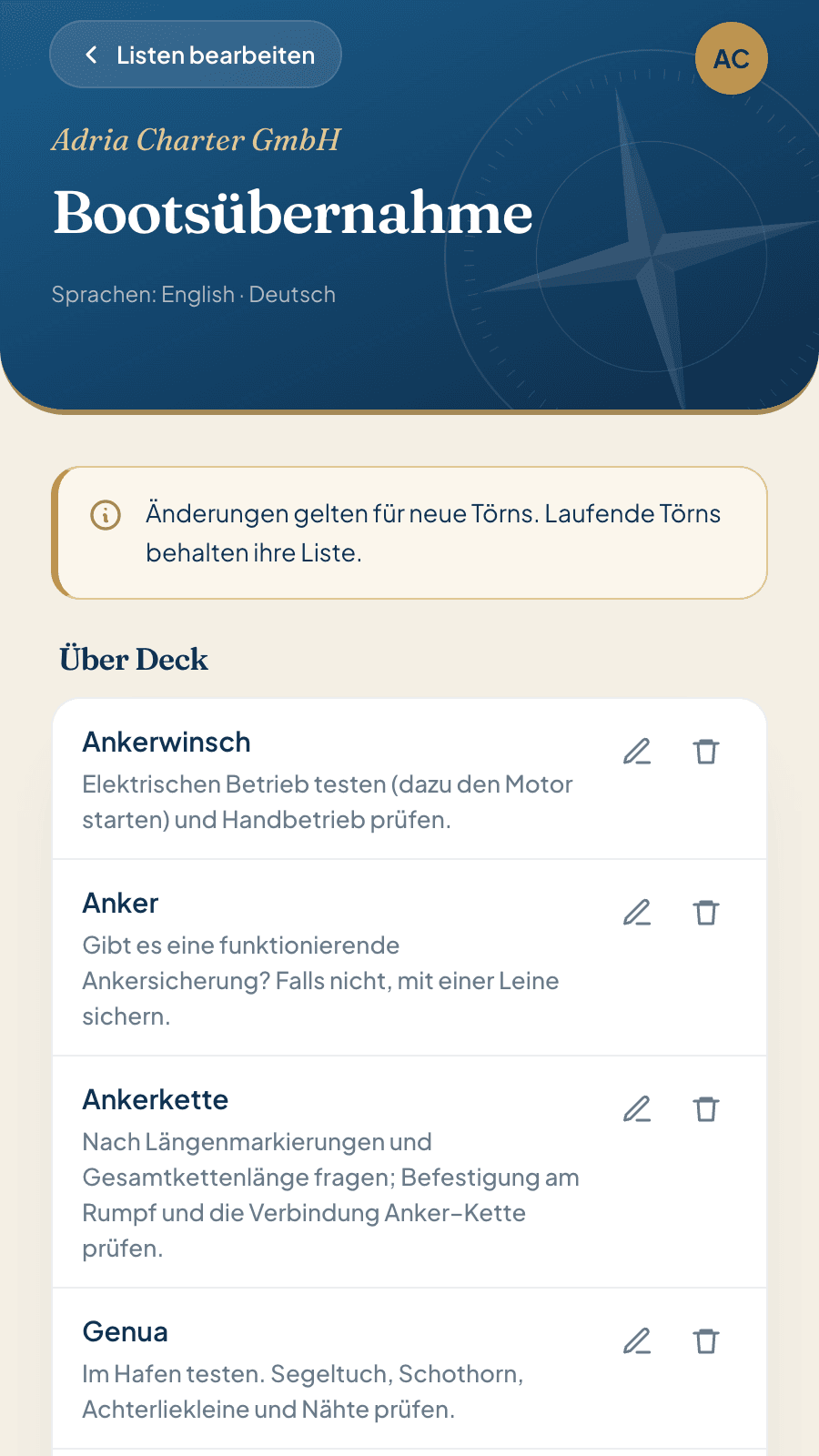 CMS – Listen bearbeiten